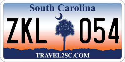 SC license plate ZKL054