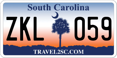 SC license plate ZKL059