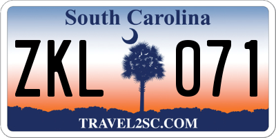 SC license plate ZKL071