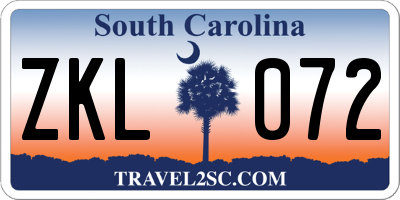 SC license plate ZKL072