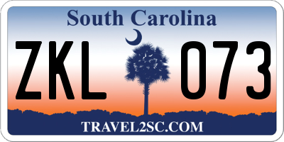 SC license plate ZKL073