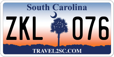 SC license plate ZKL076
