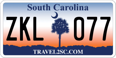 SC license plate ZKL077