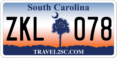 SC license plate ZKL078