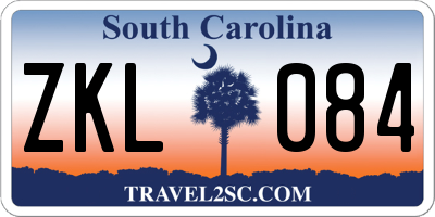 SC license plate ZKL084