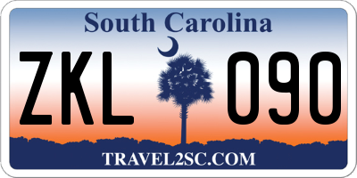 SC license plate ZKL090