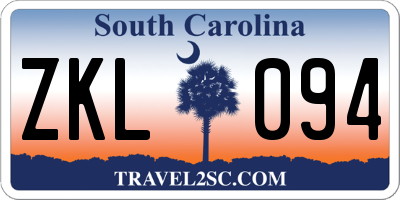 SC license plate ZKL094