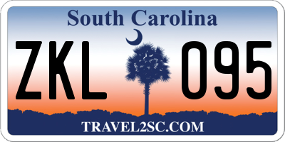 SC license plate ZKL095