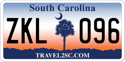 SC license plate ZKL096