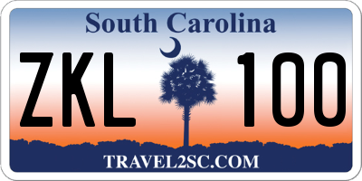 SC license plate ZKL100