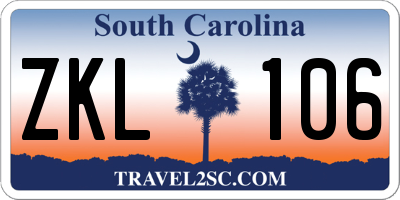 SC license plate ZKL106