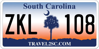 SC license plate ZKL108