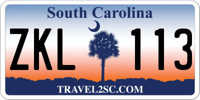 SC license plate ZKL113