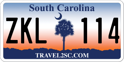 SC license plate ZKL114