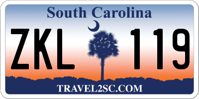 SC license plate ZKL119