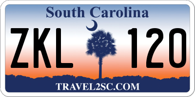 SC license plate ZKL120