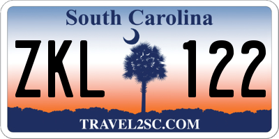 SC license plate ZKL122