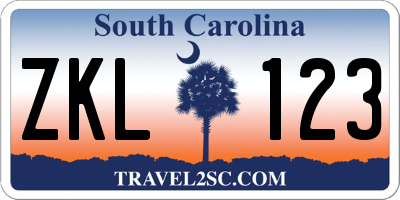 SC license plate ZKL123