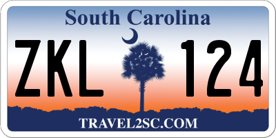 SC license plate ZKL124