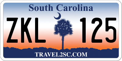 SC license plate ZKL125