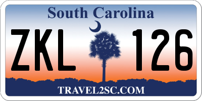 SC license plate ZKL126