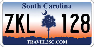 SC license plate ZKL128
