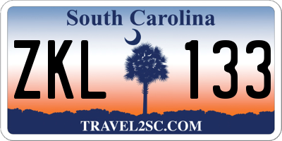 SC license plate ZKL133