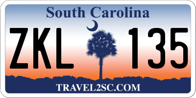 SC license plate ZKL135