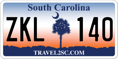 SC license plate ZKL140