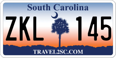 SC license plate ZKL145
