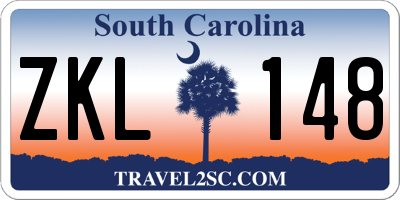 SC license plate ZKL148