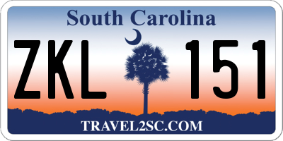 SC license plate ZKL151