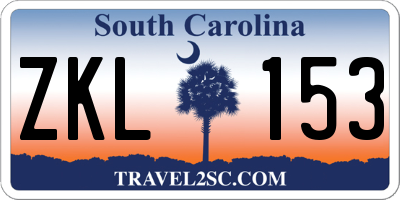 SC license plate ZKL153