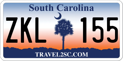 SC license plate ZKL155