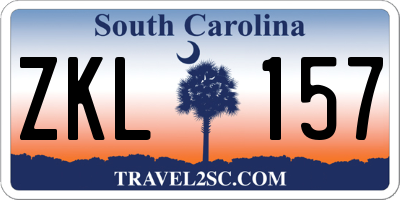 SC license plate ZKL157