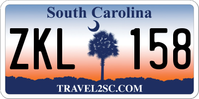 SC license plate ZKL158