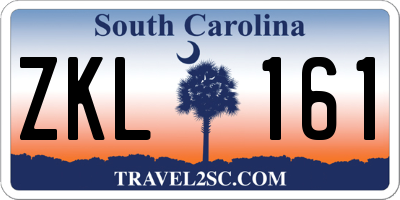 SC license plate ZKL161