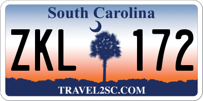SC license plate ZKL172