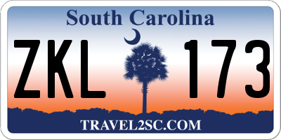 SC license plate ZKL173
