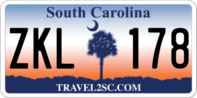 SC license plate ZKL178