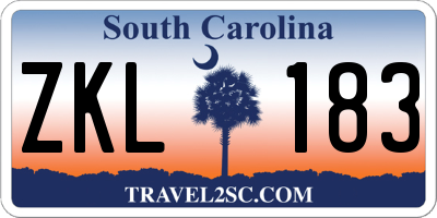 SC license plate ZKL183