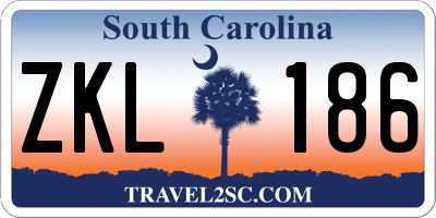 SC license plate ZKL186