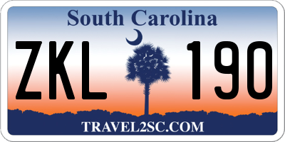 SC license plate ZKL190