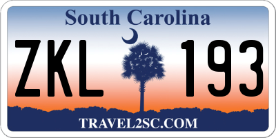 SC license plate ZKL193