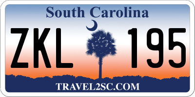 SC license plate ZKL195