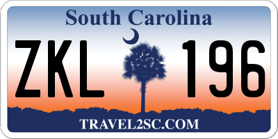 SC license plate ZKL196