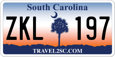 SC license plate ZKL197