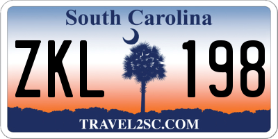SC license plate ZKL198
