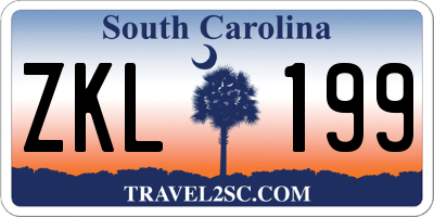 SC license plate ZKL199