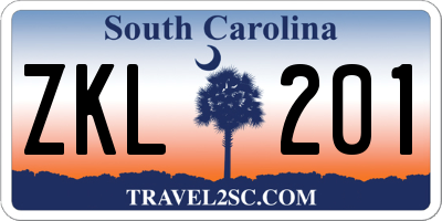 SC license plate ZKL201